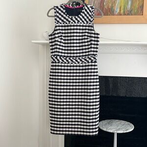 J Crew towel tweed navy and white checked sheath dress 6